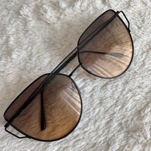 Cat Eye Brown Lens Black Rim Frame Sunglasses